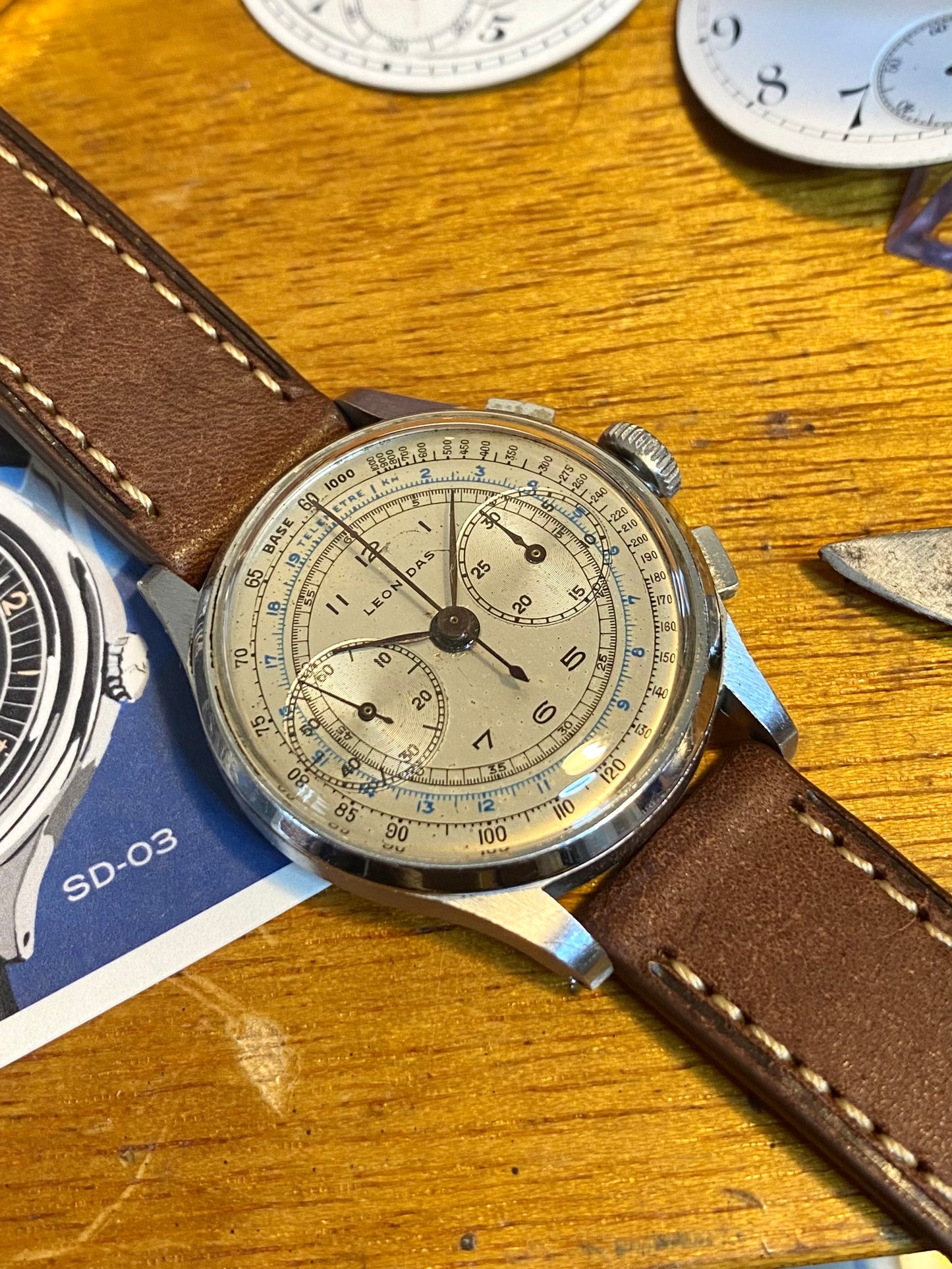 LEONIDAS Chronographe Pré Heuer Montre Vintage Mécanique Landeron 48 - 1950