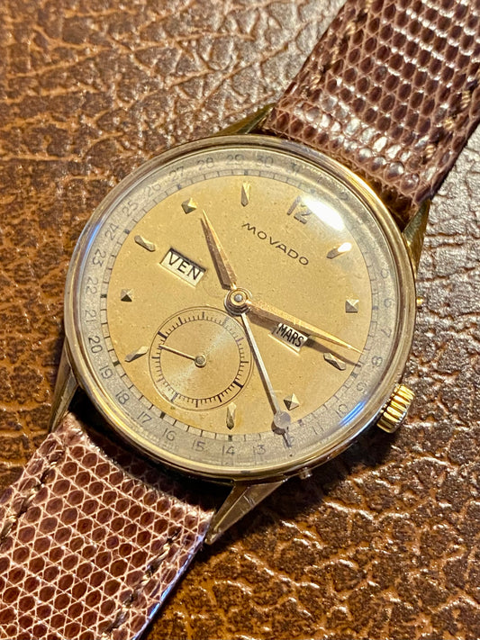 Movado Triple Date Or Jaune 18k Calendrier Cal.475 Réf. 4776 Montre Vintage Mécanique 1950