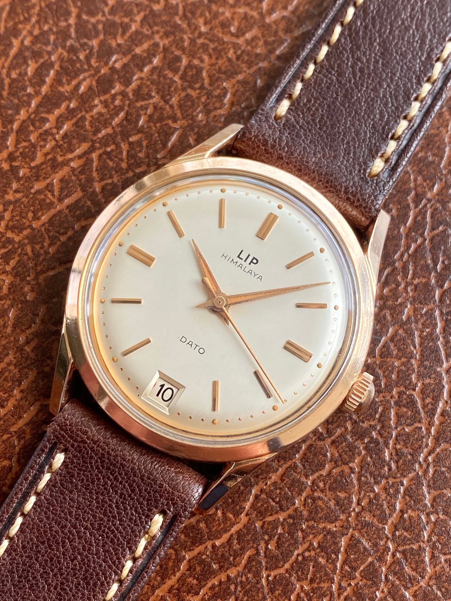 LIP Himalaya Dato Boitier Super Plaqué Or 200 Microns - Montre Vintage Mécanique R23 1960