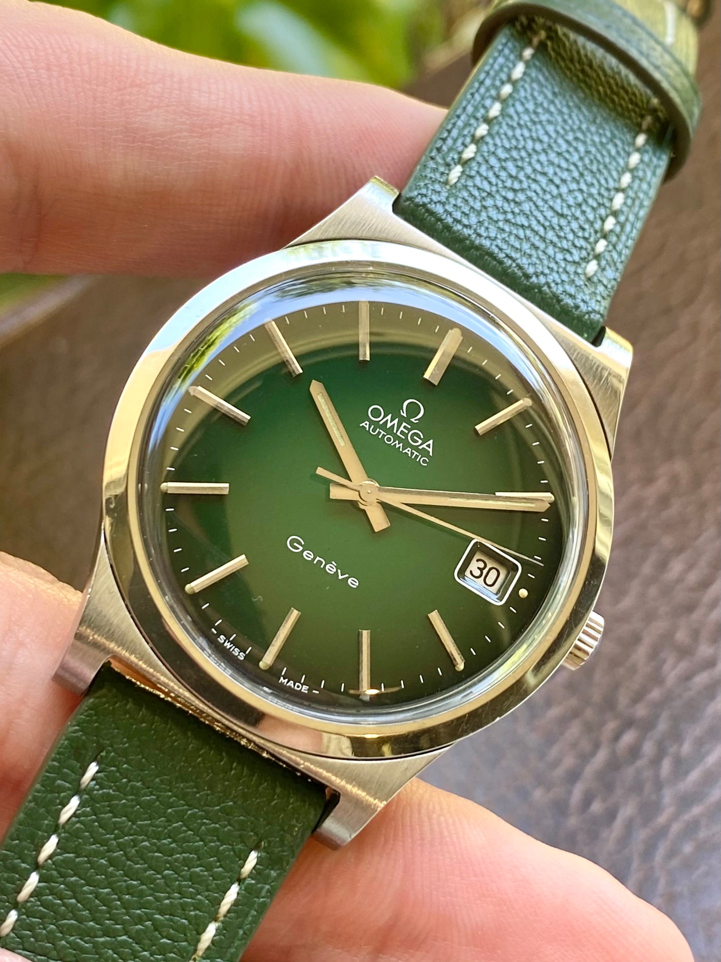 Omega Genève Automatic Cadran Vert Émeraude - Cal 1012 Montre Vintage Mécanique 166.0168 - 1973