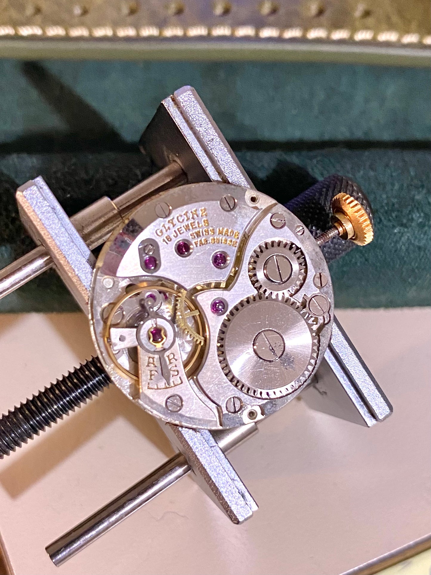 Glycine Bienne Genève Montre Vintage Mécanique Plaqué Or - Aiguilles Pontife - 1950