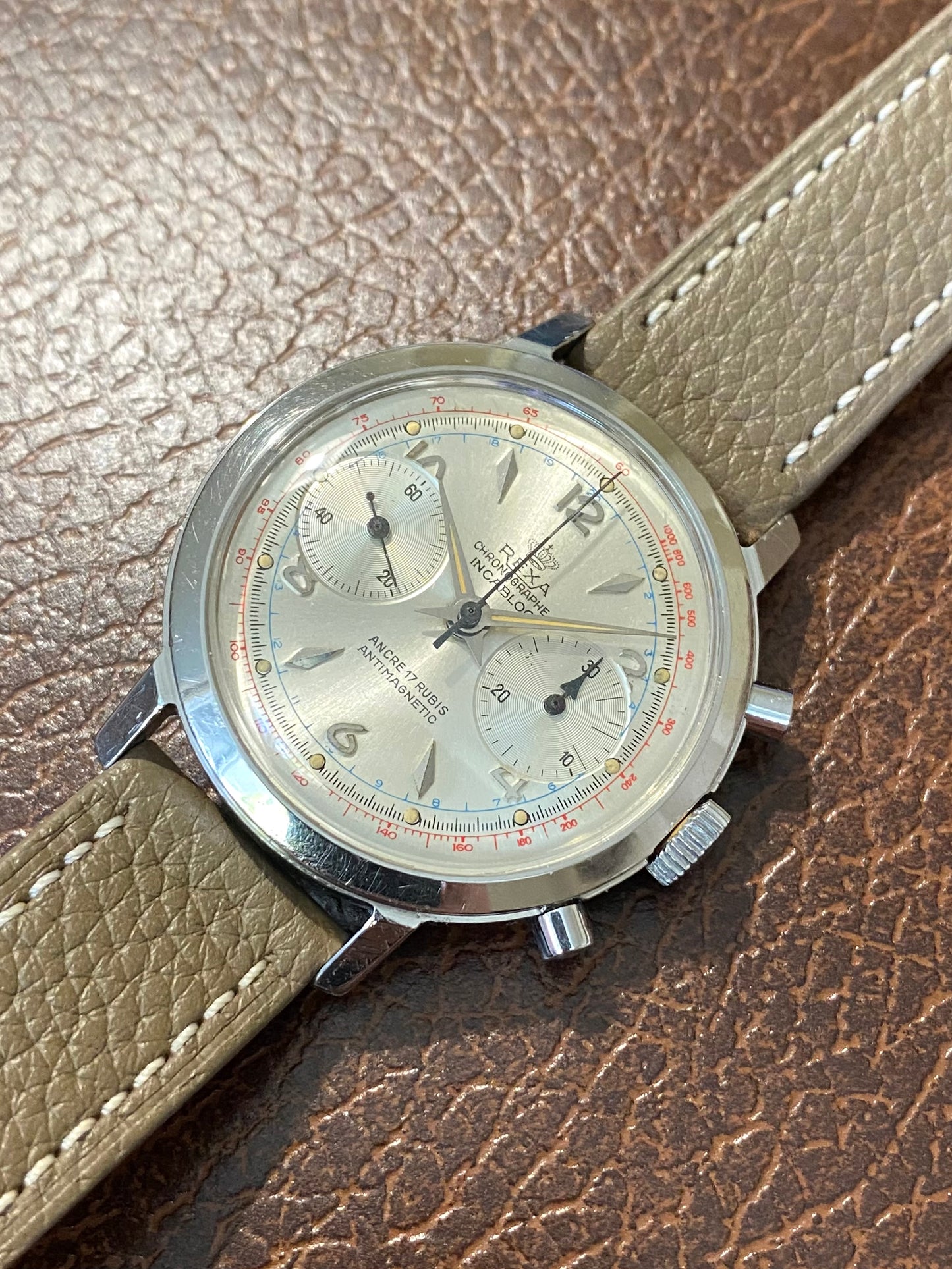 Rexa Chronographe Montre Française Vintage Landeron 248 Mécanique - 1960