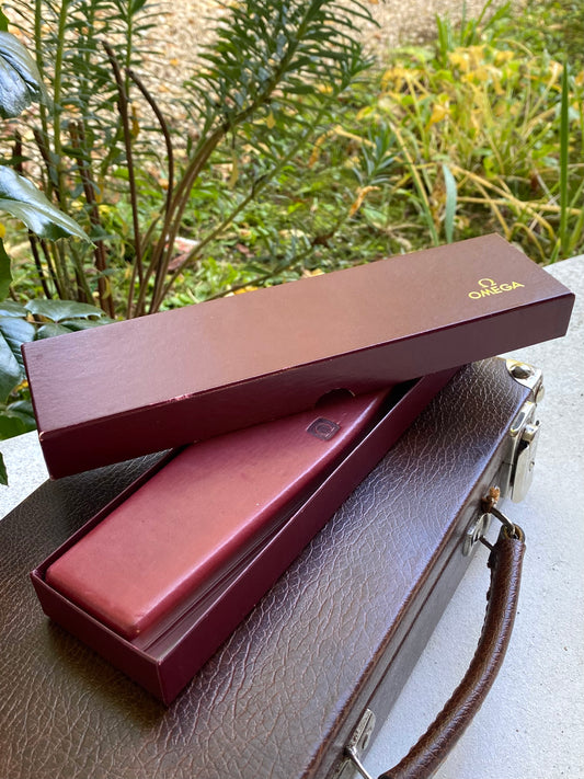 OMEGA Écrin de Montre Vintage en Cuir Véritable + Surboite - Boite Étui de rangement