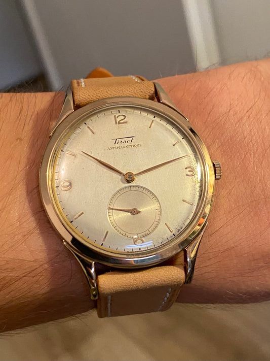 Tissot Oversize 38,6mm Antimagnetique Montre Vintage Mécanique Grand Diamètre 1950