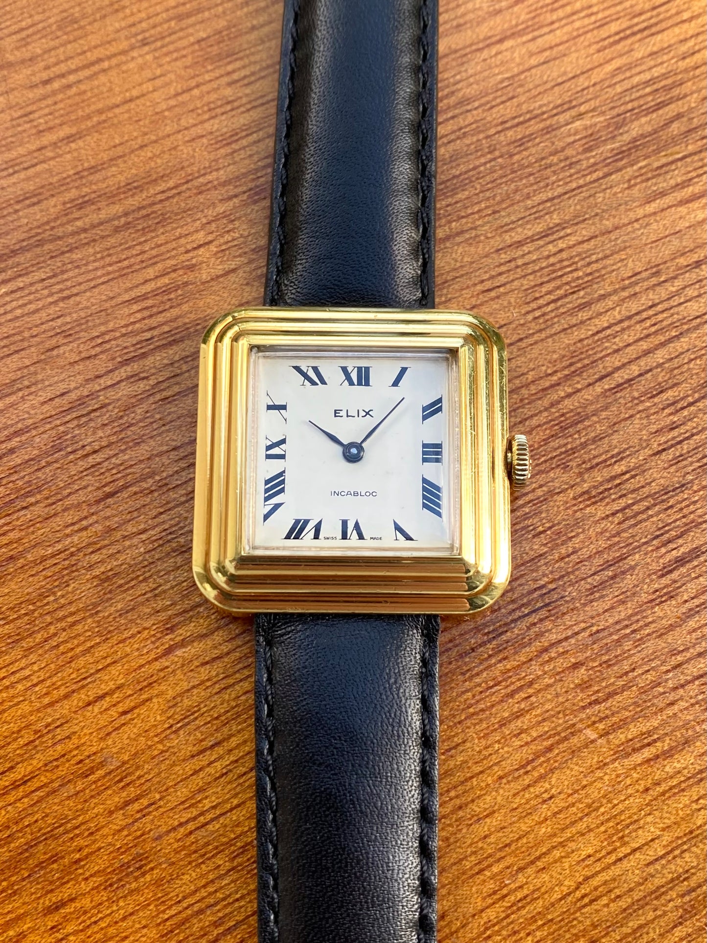Elix - Fortis Montre Vintage Mécanique Plaqué Or - Carré - 1970