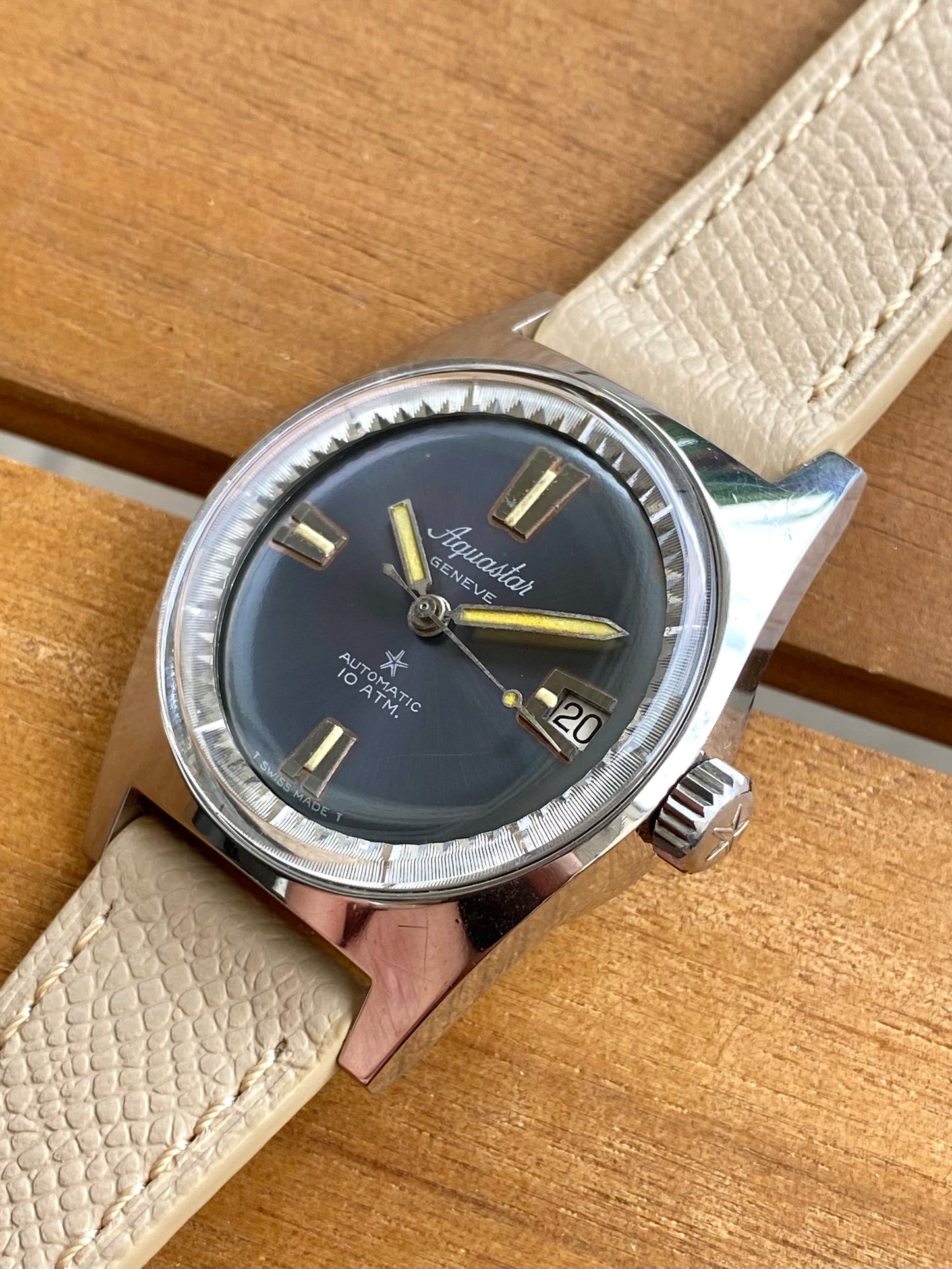 Aquastar Genève Grand Air 1713 Montre Vintage Automatique De Plongée Diver AS1712/13 - 1960