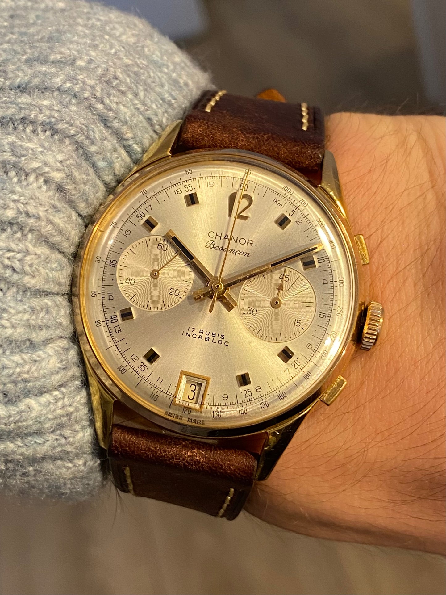 Chanor Besançon Montre Chronographe Landeron 187 Mécanique 1960