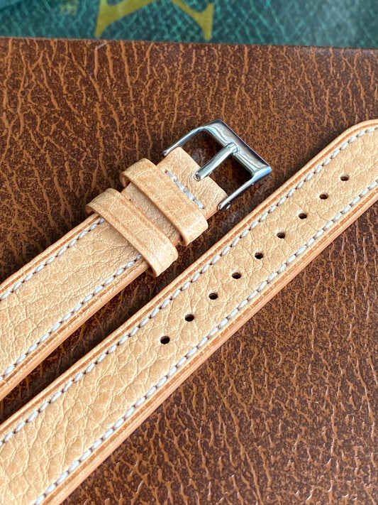 Bracelet de Montre Vintage - BEIGE 18mm - Cuir Véritable de Haute Qualité