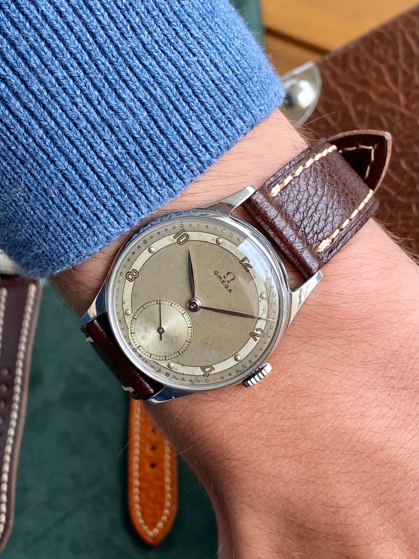 Omega 30t2 Réf. 2390/7 Montre Vintage Mécanique Cadran Bi-Ton Acier 1946