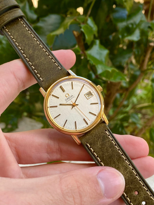 Omega Automatic Date Plaqué Or Cal.1012 Montre Vintage Mécanique 1979