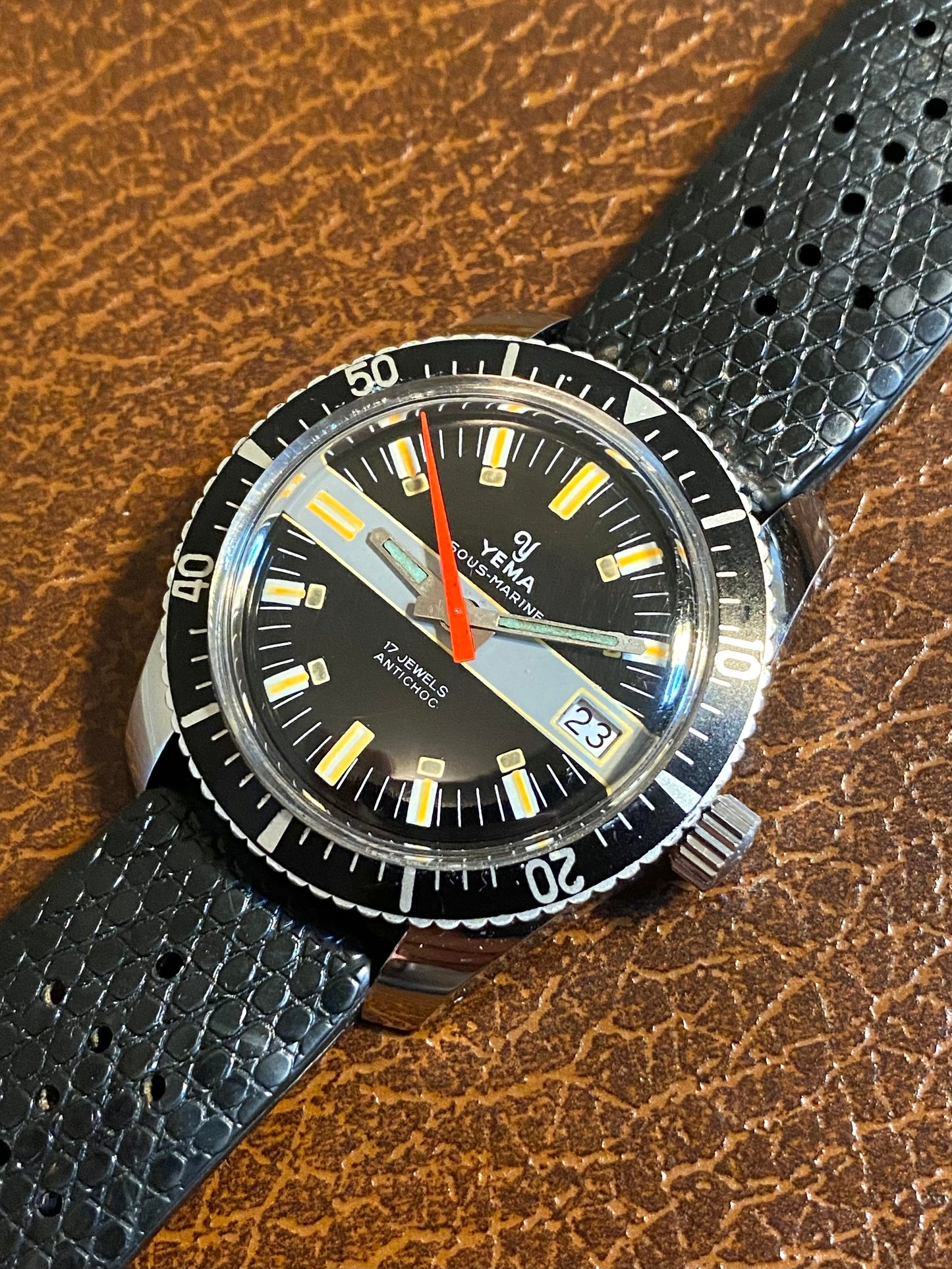 Yema Sous-Marine Rallye Dial Montre Vintage Mécanique FE141-2 Plongée 1970