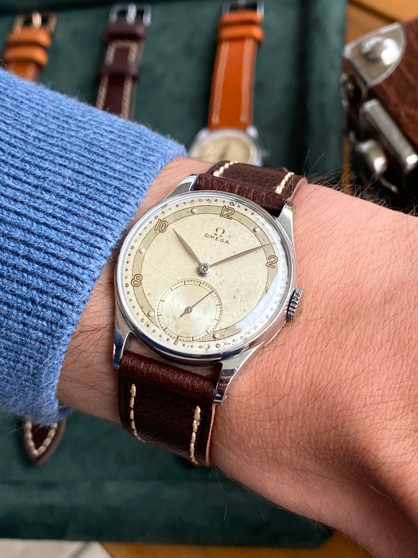 Omega 30t2 Réf. 2390/7 Montre Vintage Mécanique Cadran Bi-Ton Acier 1946