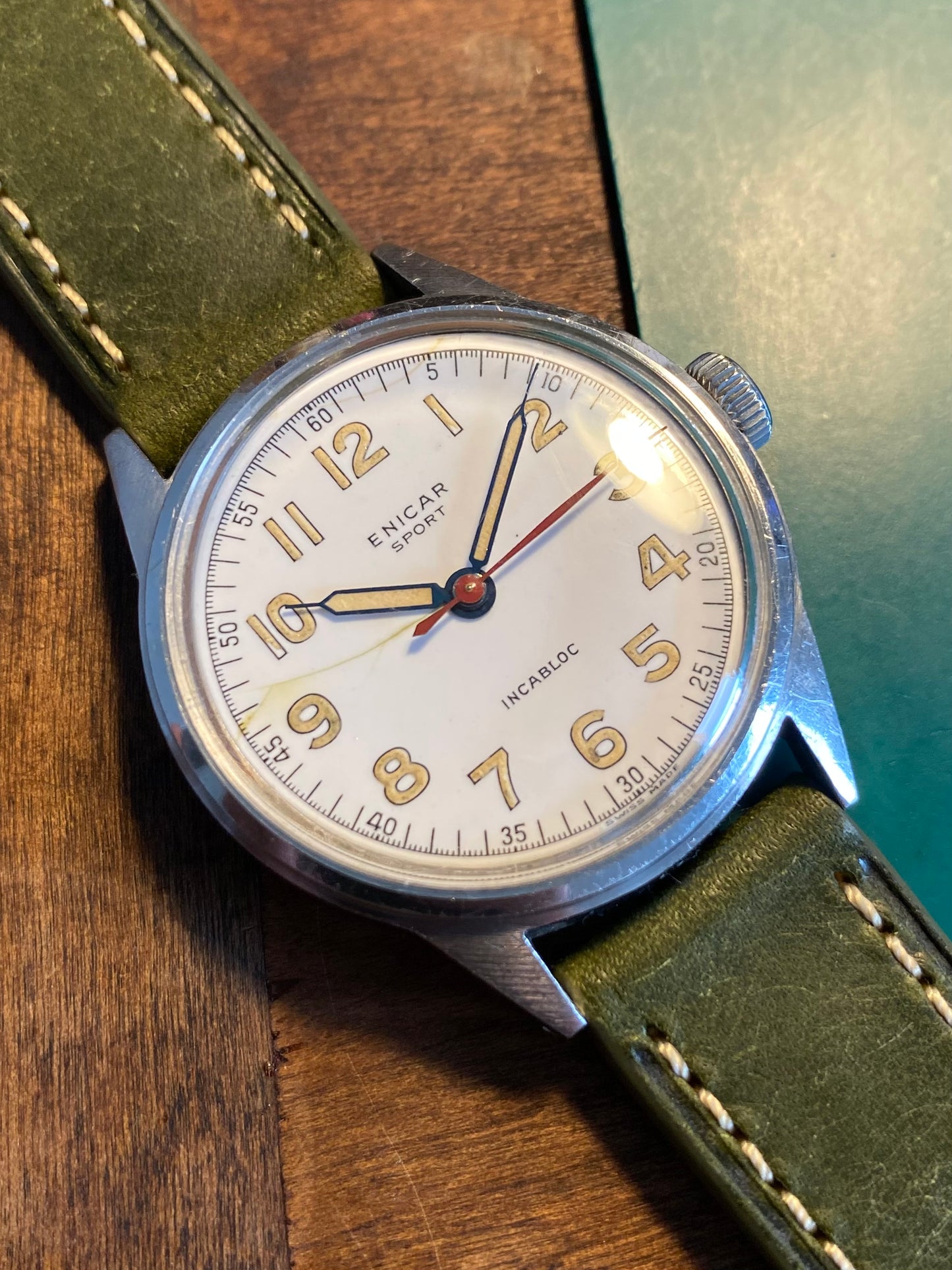 Enicar Sport Militaire Cadran Émail Montre Vintage AS1188 Mécanique 1940