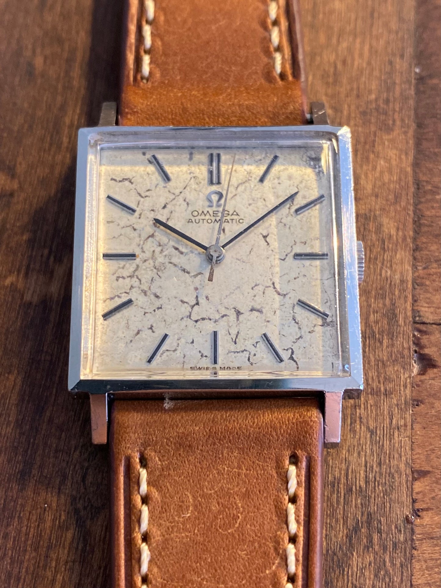 Omega Automatic Carré Patine "Marbre" 161.014 Montre Vintage Mécanique 1964