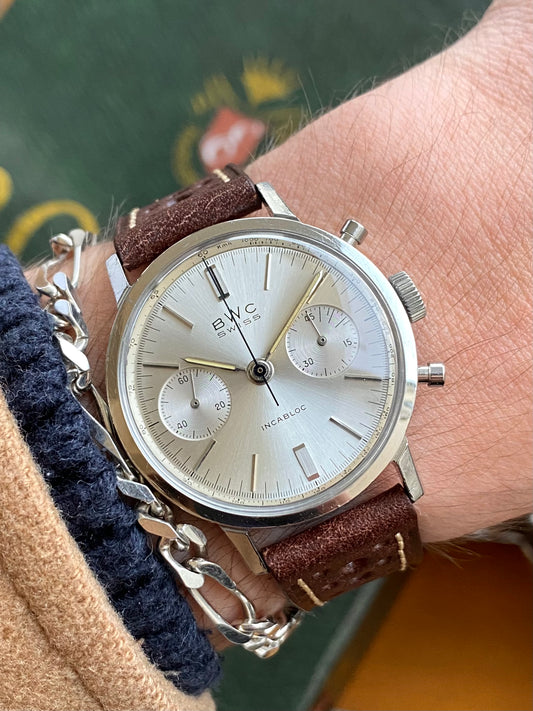 BWC Swiss Montre Vintage Chronographe en Acier - Landeron 248 - 1960