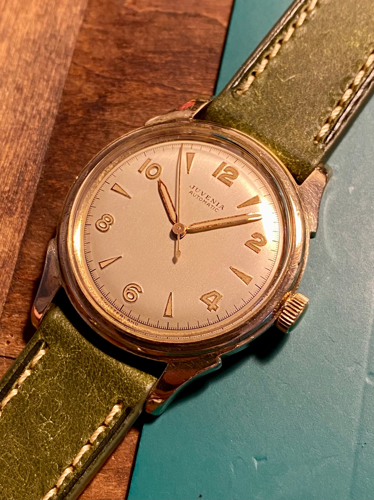 Juvenia Automatic Bumper Plaqué Or AS1250 Montre Vintage Mécanique 1950