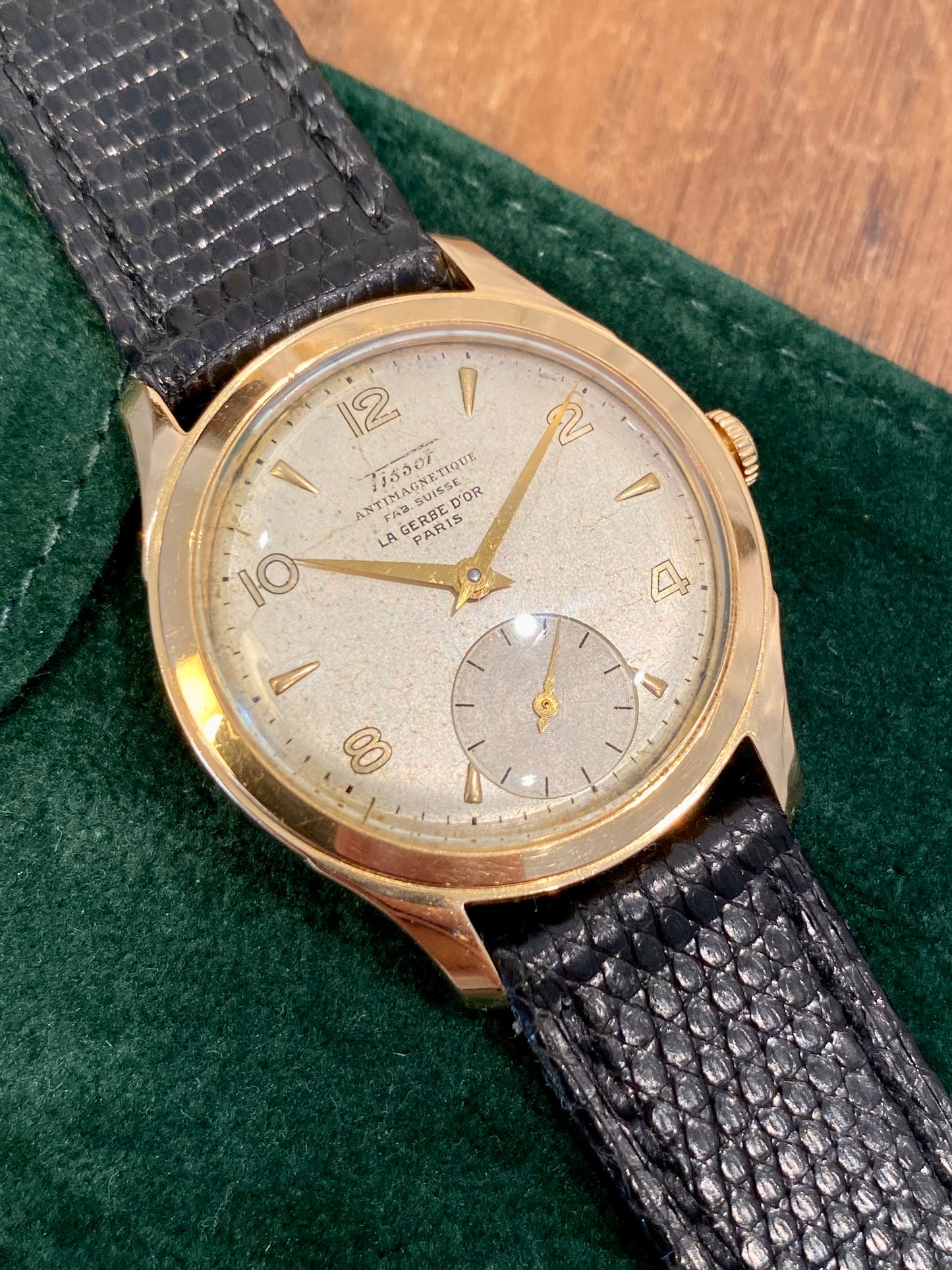 Tissot 18K Or Rose "La Gerbe D’Or" Double Signed Montre Vintage Mécanique 1950