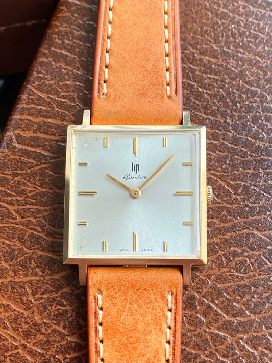 LIP Genève Or Rose 18k 750/1000 - Montre Vintage Carré Mécanique Cal.515 - 1960