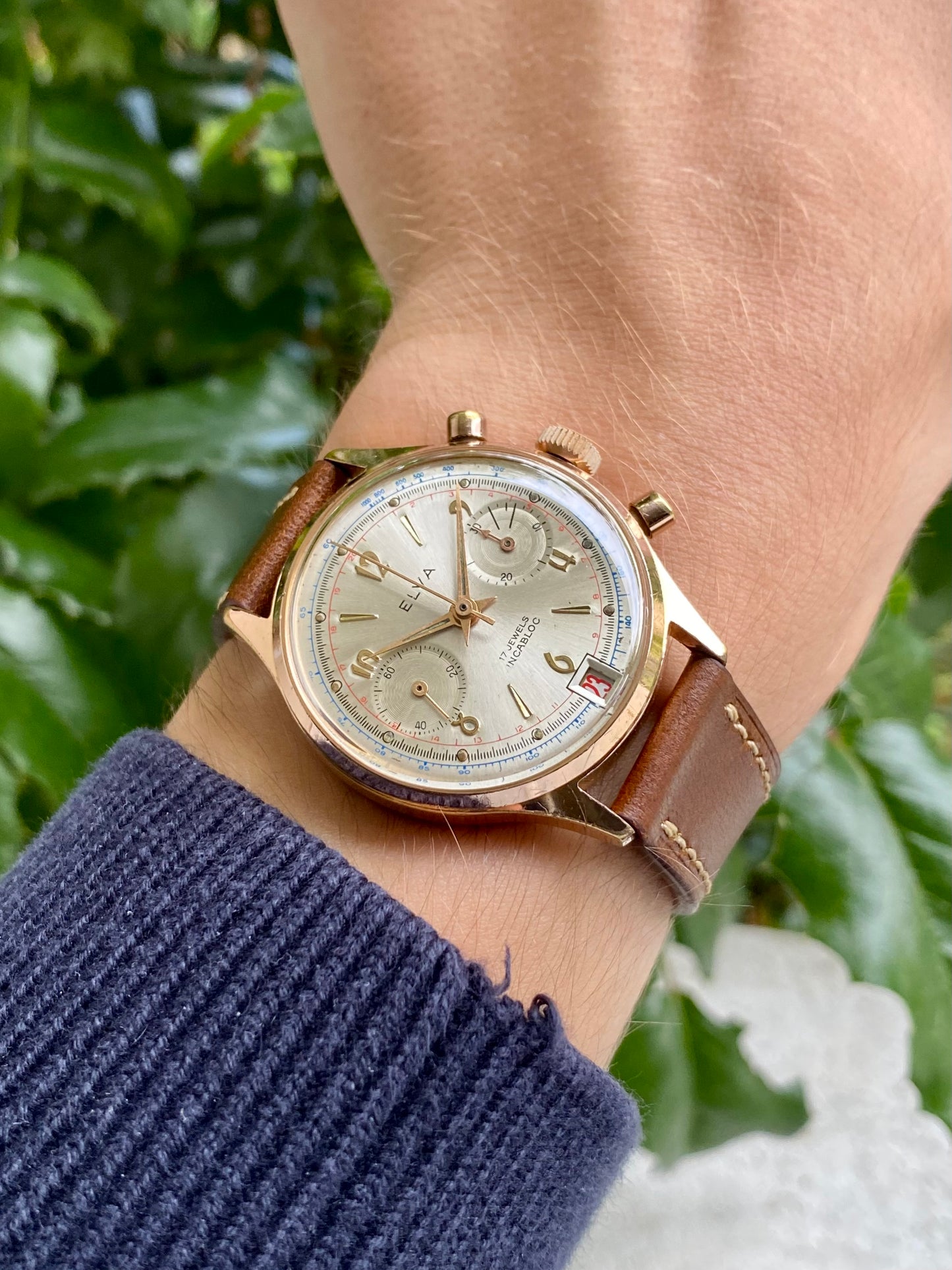 Elva Chronograph Landeron 187 Montre Vintage Mécanique 1960