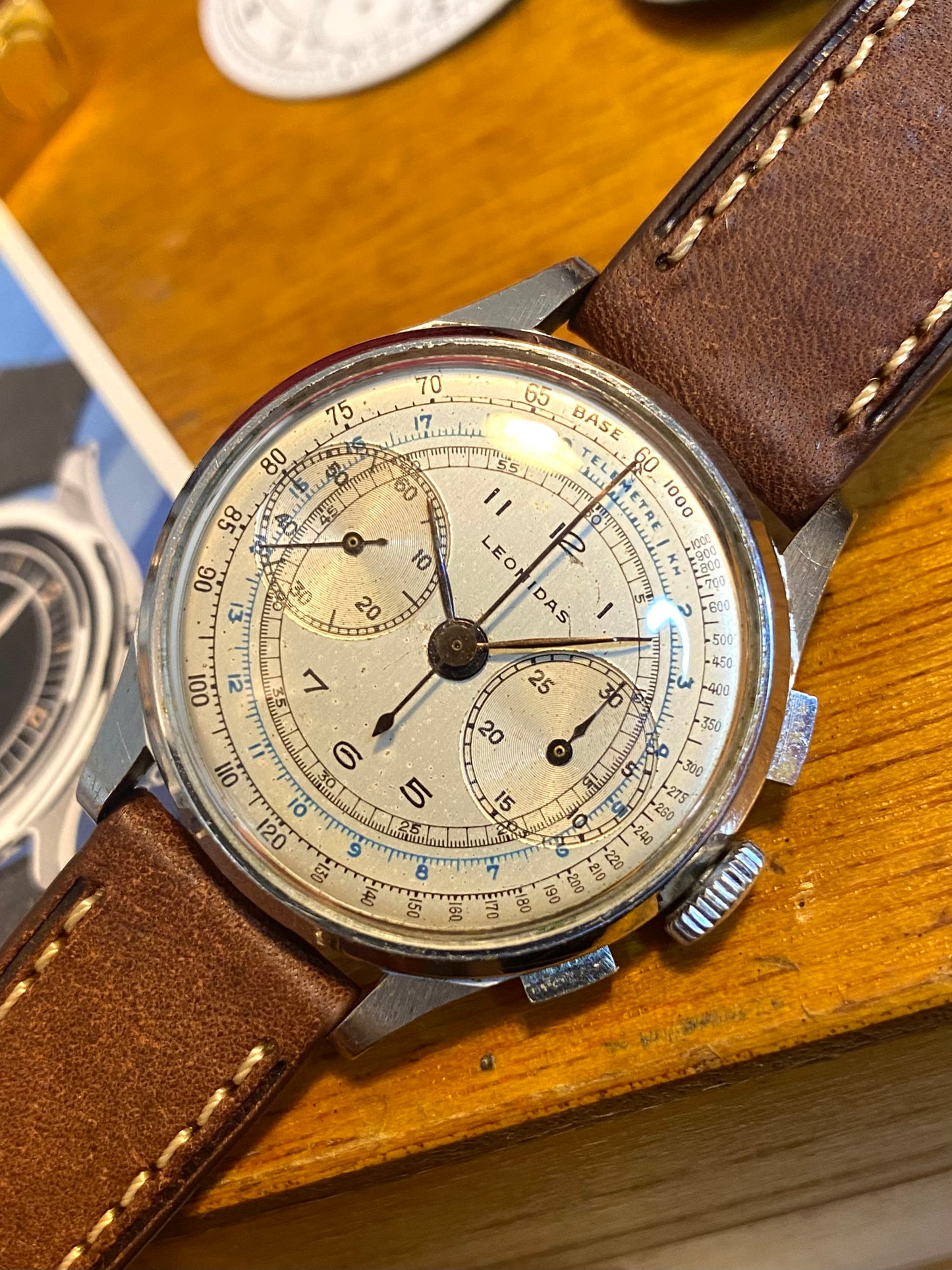 LEONIDAS Chronographe Pré Heuer Montre Vintage Mécanique Landeron 48 - 1950