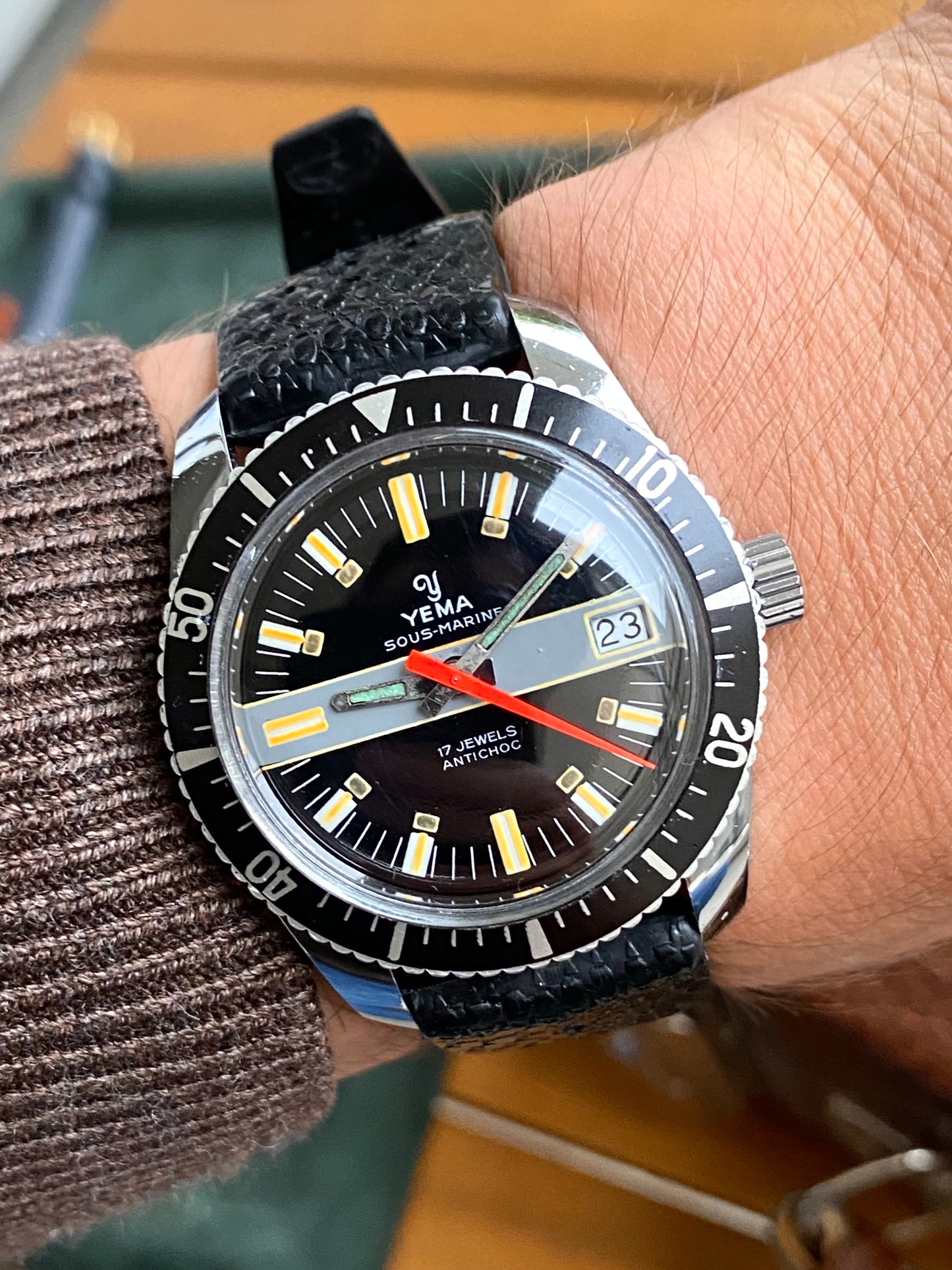Yema Sous-Marine Rallye Dial Montre Vintage Mécanique FE141-2 Plongée 1970