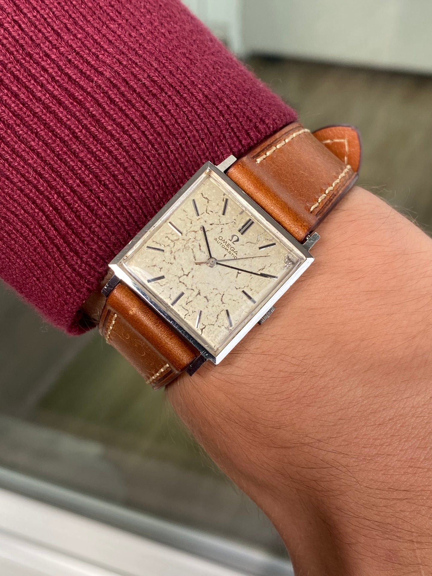 Omega Automatic Carré Patine "Marbre" 161.014 Montre Vintage Mécanique 1964