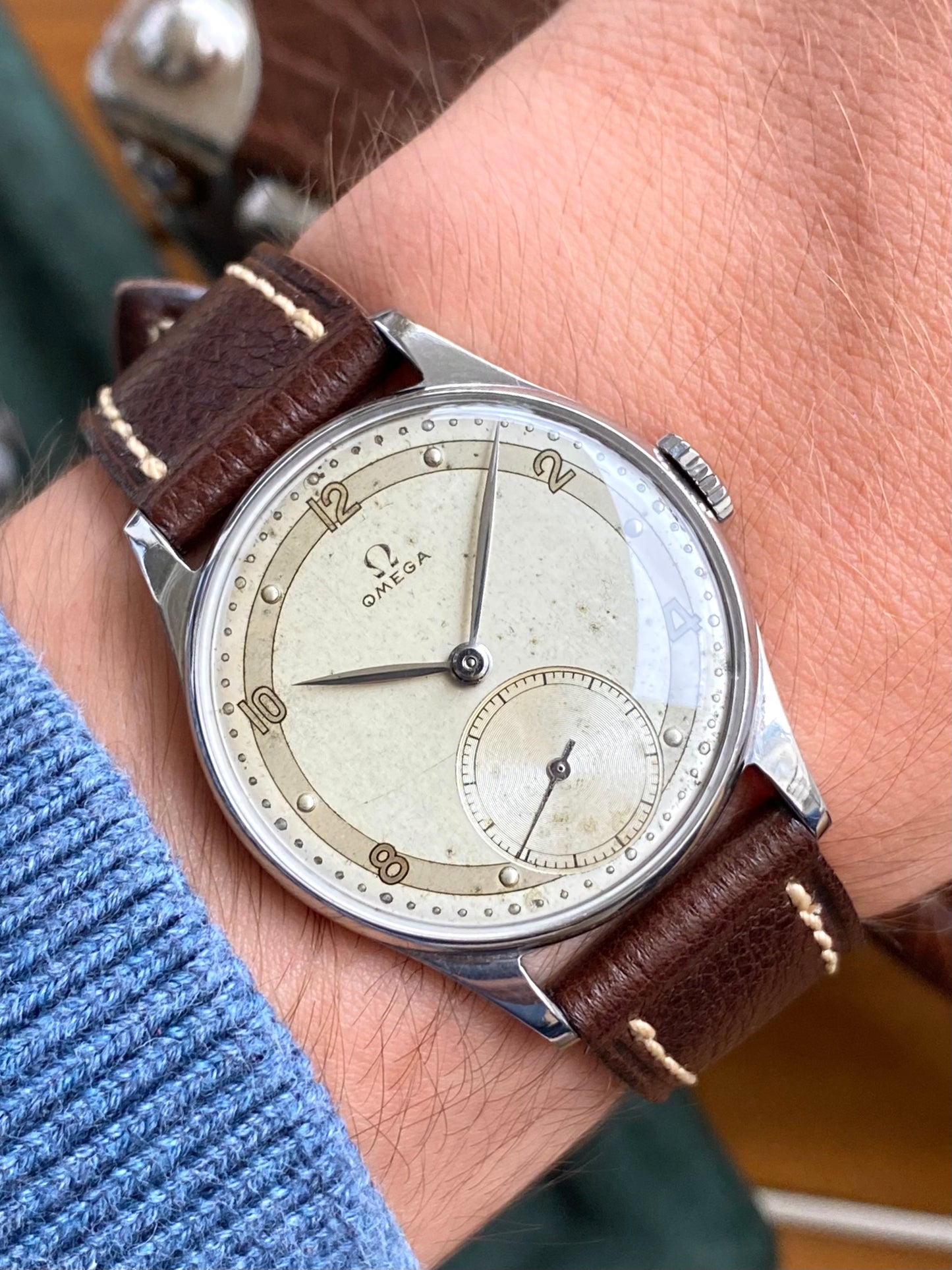 Omega 30t2 Réf. 2390/7 Montre Vintage Mécanique Cadran Bi-Ton Acier 1946