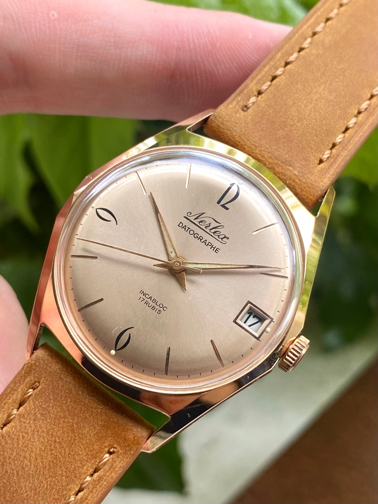 Nerlex Datographe NOS New Old Stock Montre Vintage Mécanique Plaqué Or 1960