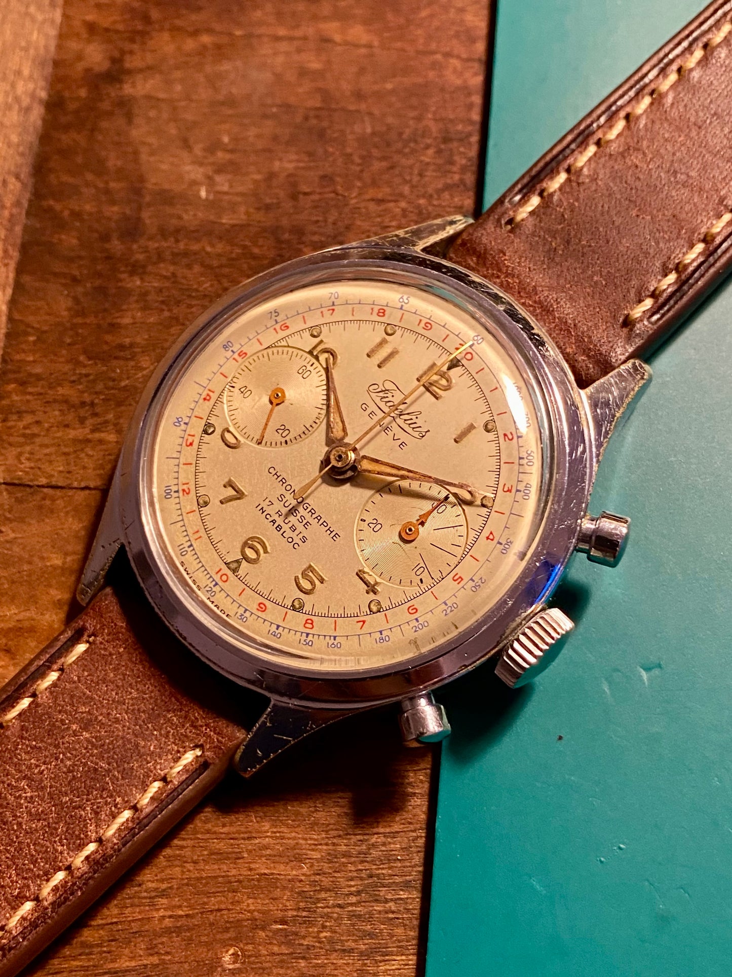 Fidelius Genève Montre Chronographe Landeron 149 Jumbo Size 37,7mm 1960