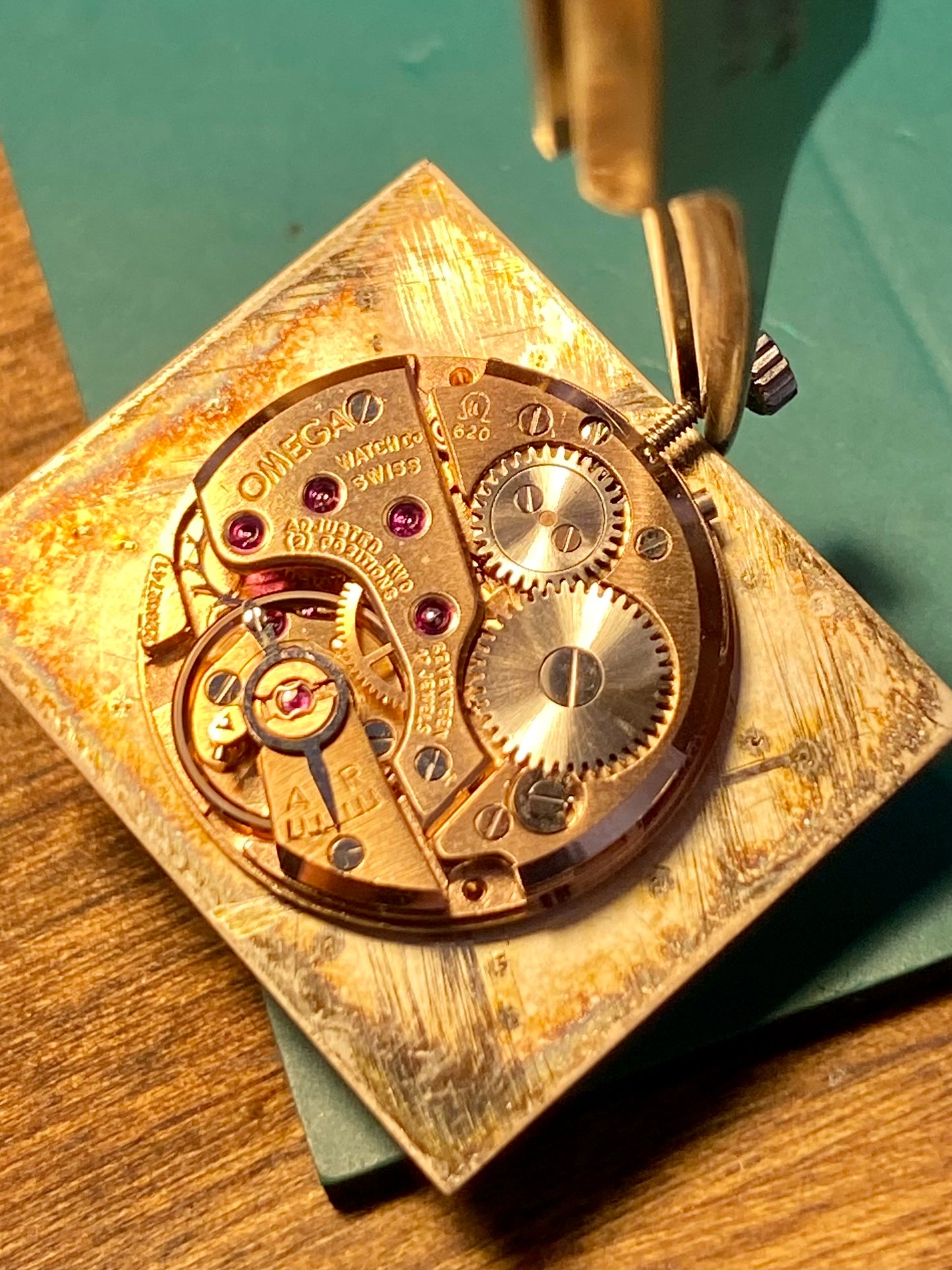 Omega Rectangle 111.057 Montre Vintage 620 Mécanique + Boîte Bracelet & Boucle Omega