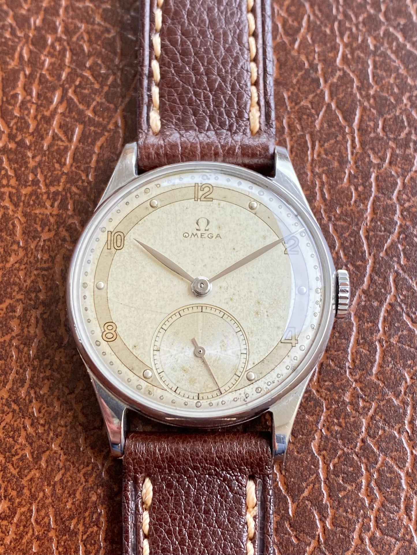 Omega 30t2 Réf. 2390/7 Montre Vintage Mécanique Cadran Bi-Ton Acier 1946