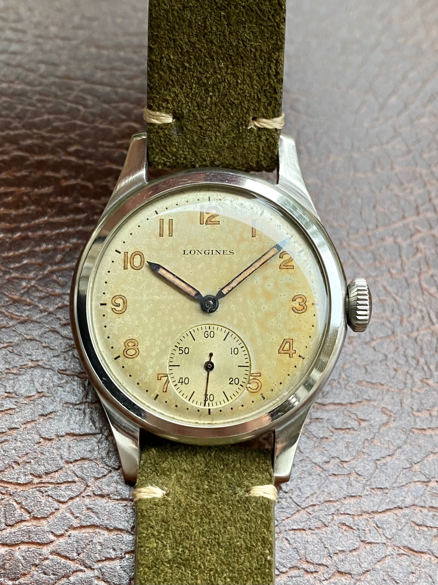 Longines 12.68z Ref.23439 Montre Vintage Militaire "Sei Tacche" Mécanique Acier 1947