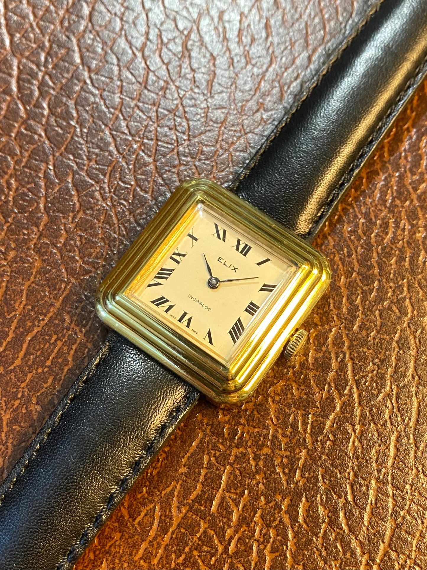 Elix - Fortis Montre Vintage Mécanique Plaqué Or - Carré - 1970