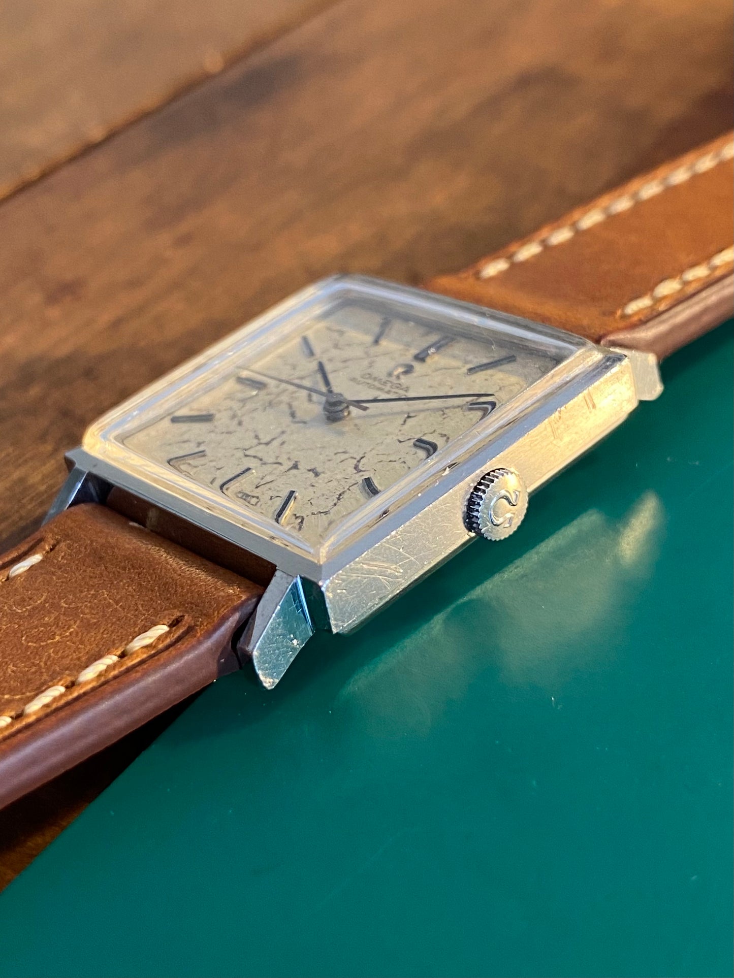 Omega Automatic Carré Patine "Marbre" 161.014 Montre Vintage Mécanique 1964