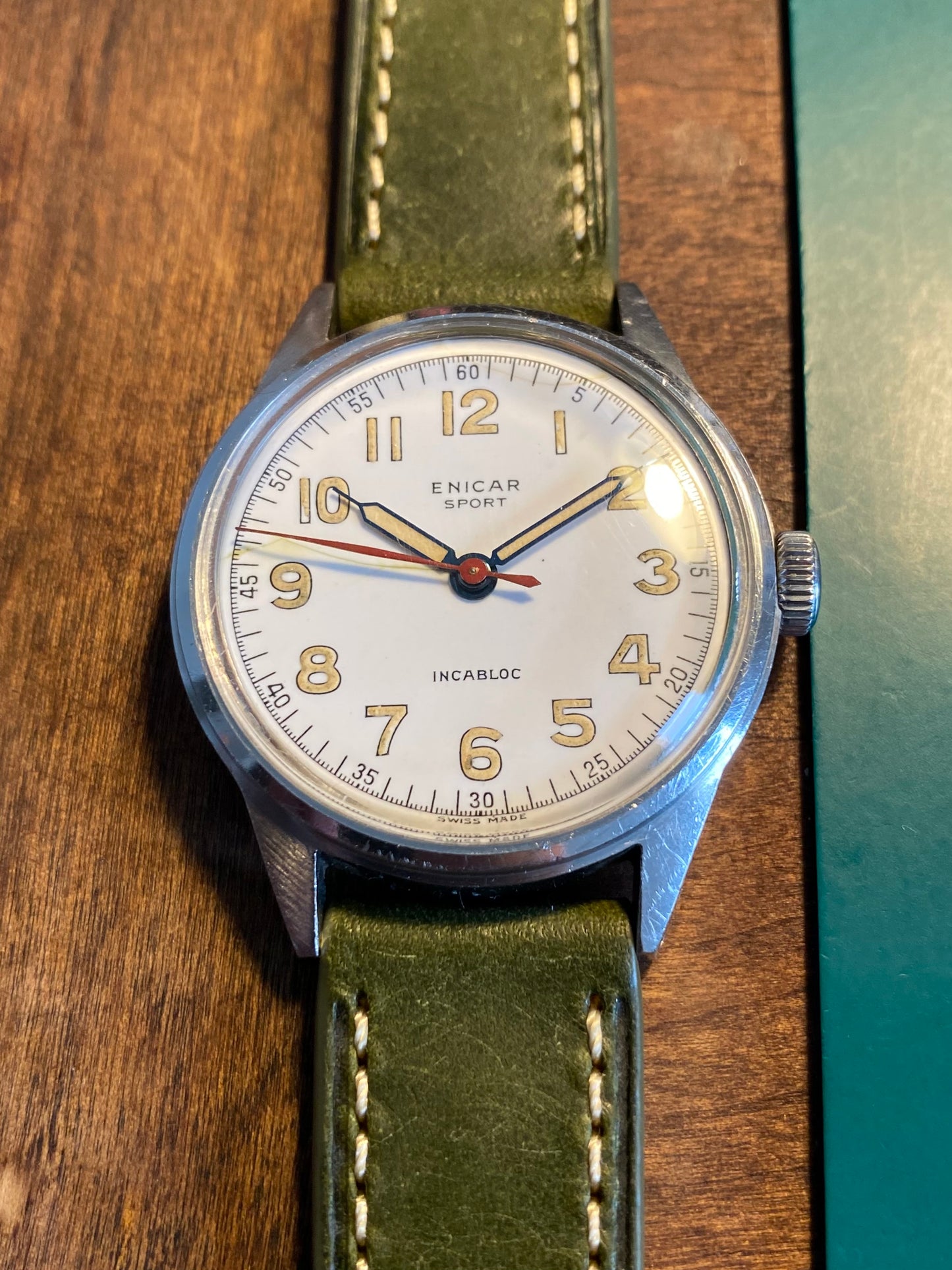 Enicar Sport Militaire Cadran Émail Montre Vintage AS1188 Mécanique 1940