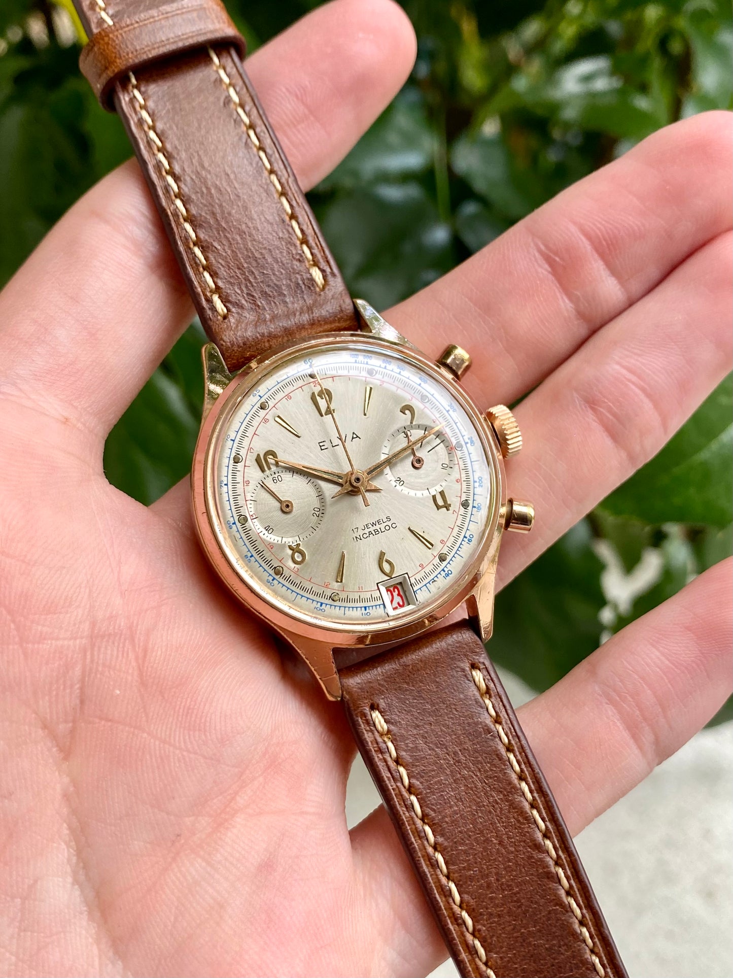 Elva Chronograph Landeron 187 Montre Vintage Mécanique 1960