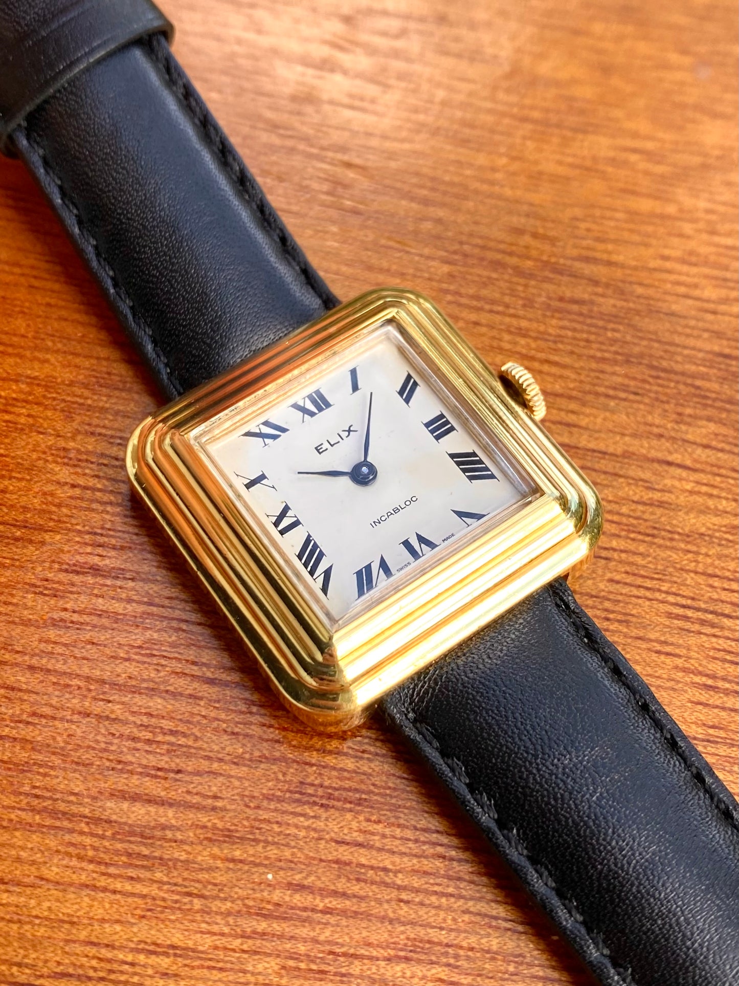Elix - Fortis Montre Vintage Mécanique Plaqué Or - Carré - 1970