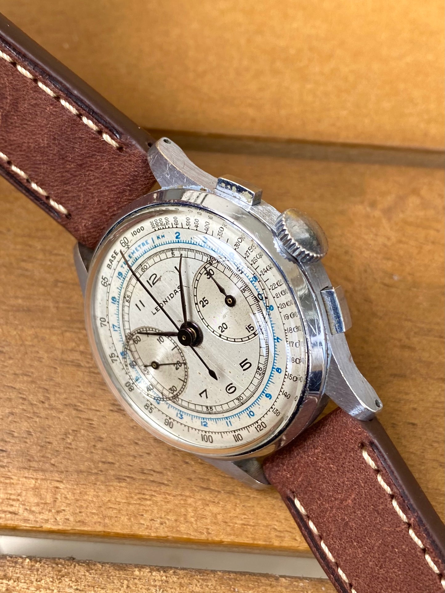 LEONIDAS Chronographe Pré Heuer Montre Vintage Mécanique Landeron 48 - 1950