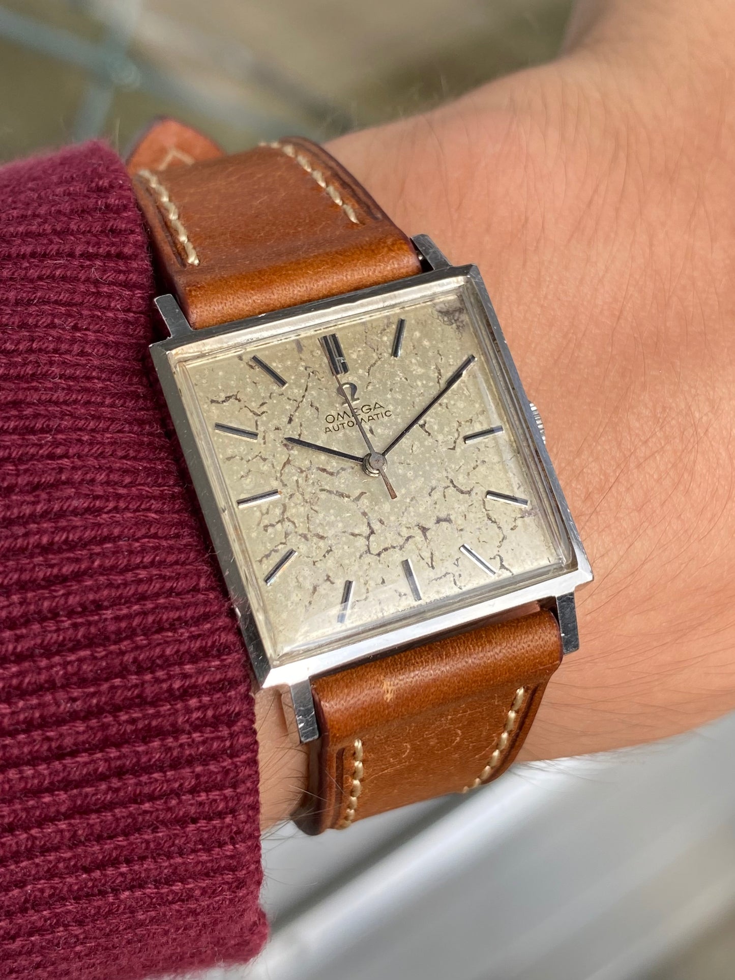 Omega Automatic Carré Patine "Marbre" 161.014 Montre Vintage Mécanique 1964