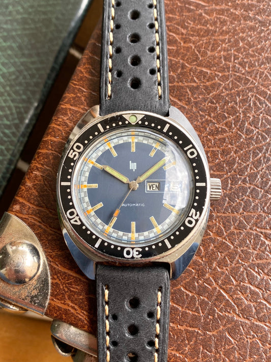 LIP France Automatic Diver Jour-Date - Montre Vintage Mécanique Plongée PUW1463 - 1960
