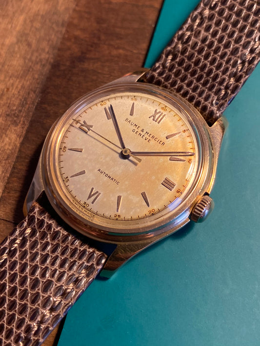 Baume & Mercier Or Rose 18k 750/1000 Bumper Automatic AS1250 Montre Vintage 1950