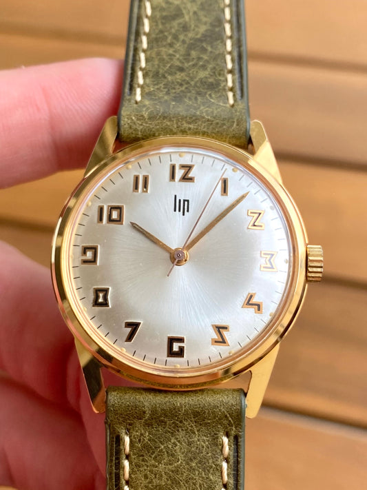 LIP Montre Française Vintage Mécanique RSC.553 Plaqué Or 1960