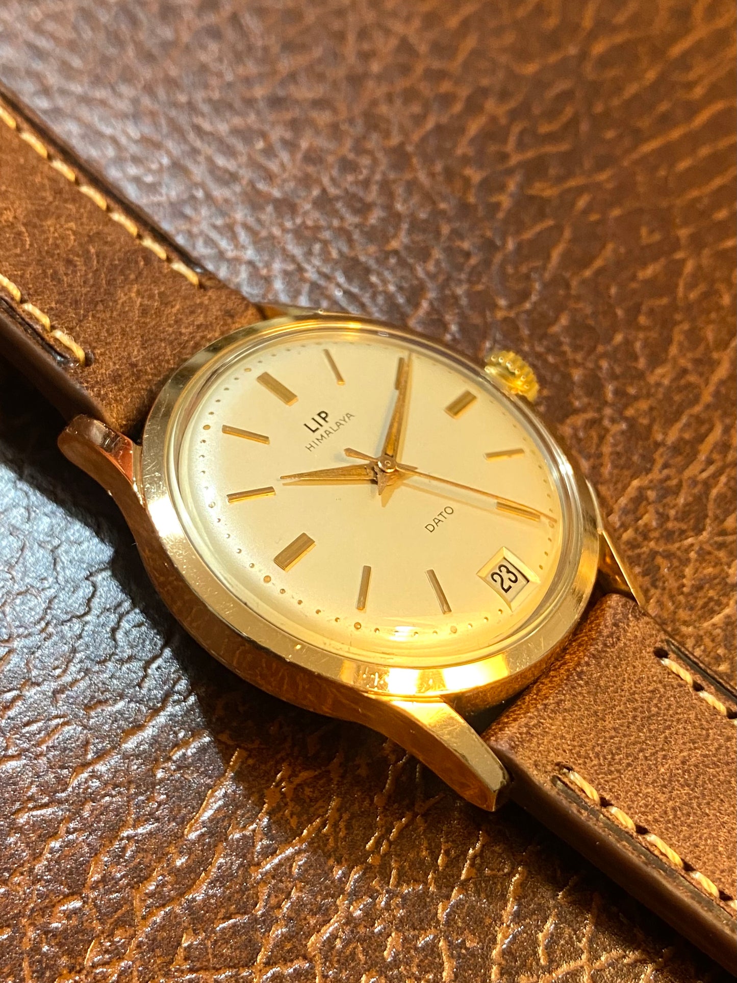 LIP Himalaya Dato R23 G Montre Vintage Mécanique Plaqué Or 200 Microns 1960