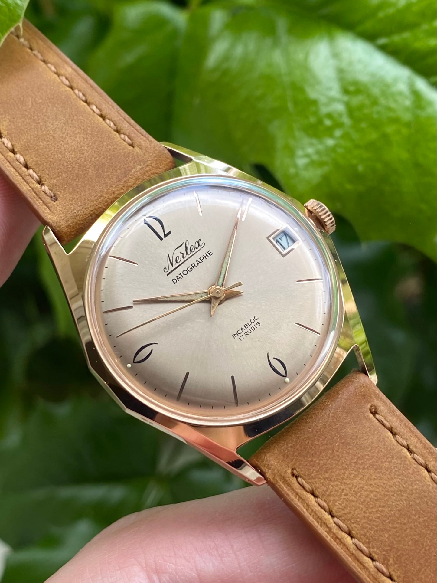 Nerlex Datographe NOS New Old Stock Montre Vintage Mécanique Plaqué Or 1960