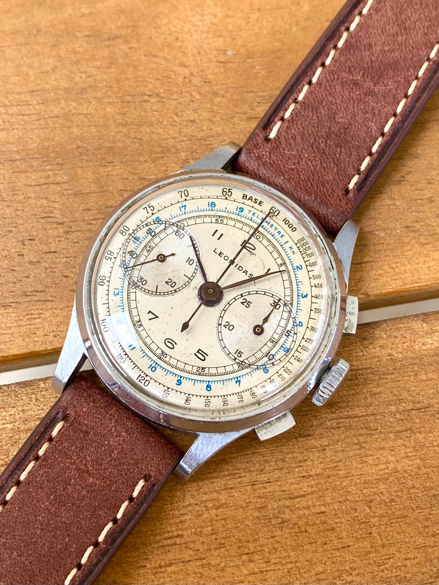 LEONIDAS Chronographe Pré Heuer Montre Vintage Mécanique Landeron 48 - 1950