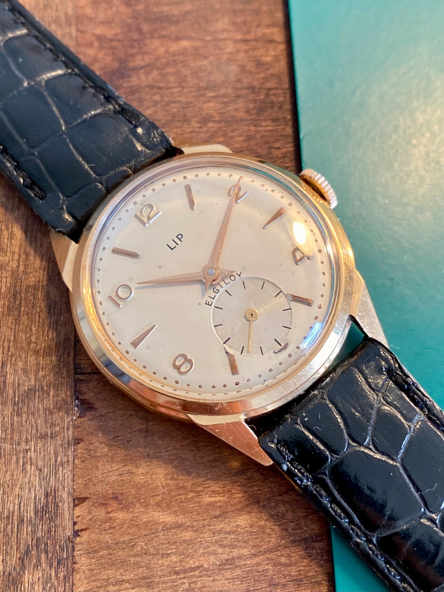 LIP Elgiloy Or Rose 18k 750/1000 R25 Montre Vintage Mécanique 1950