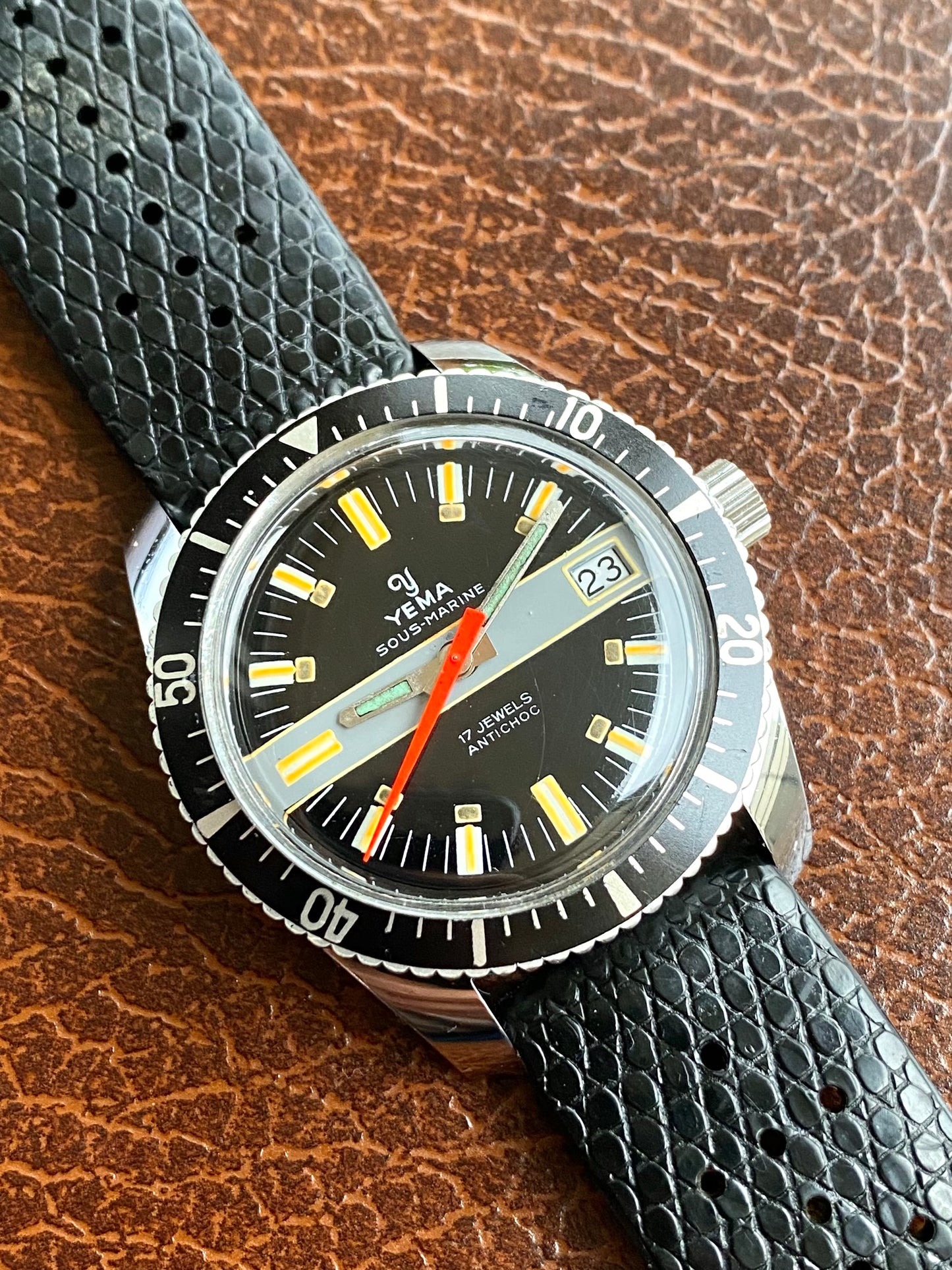 Yema Sous-Marine Rallye Dial Montre Vintage Mécanique FE141-2 Plongée 1970