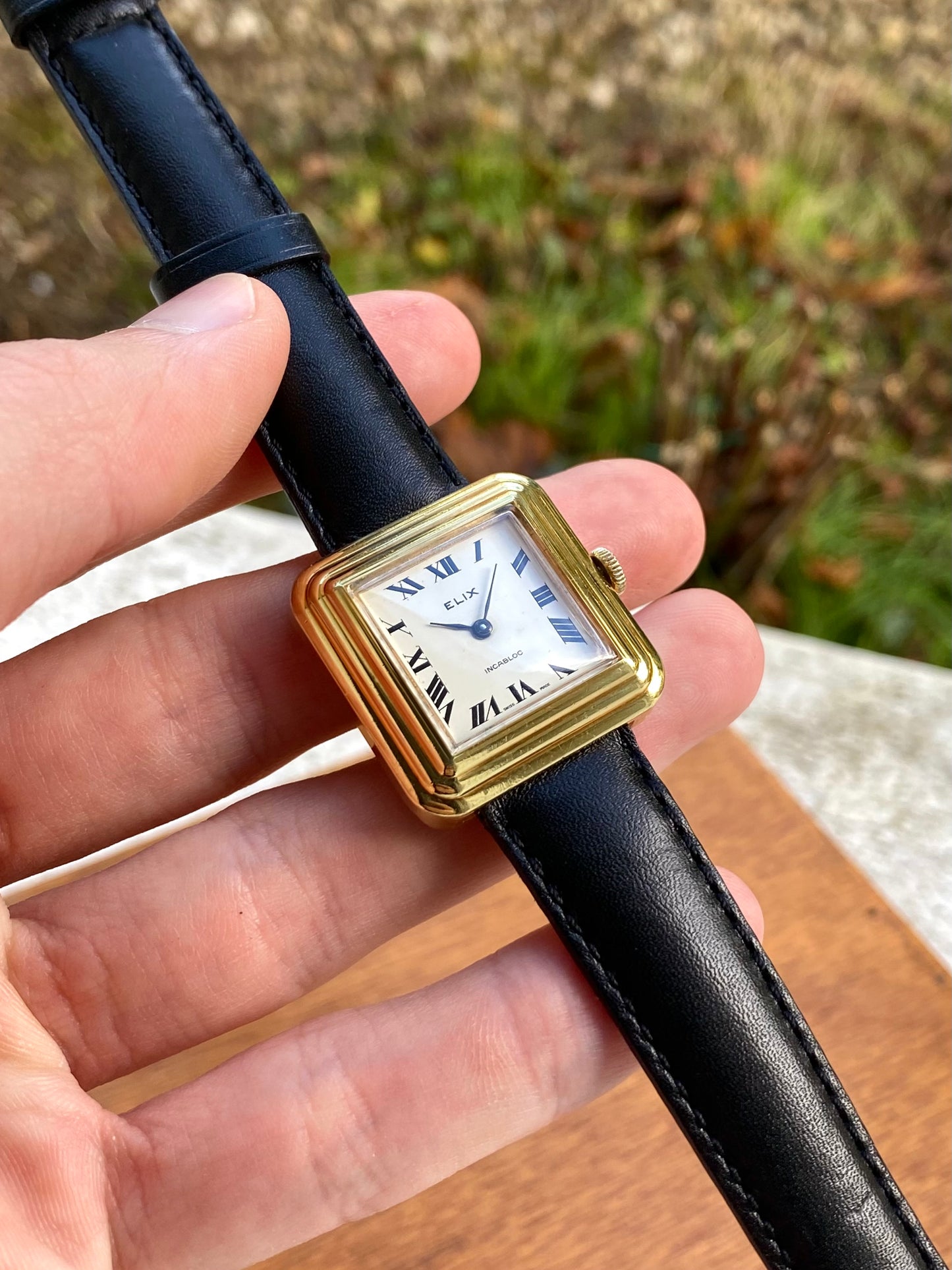 Elix - Fortis Montre Vintage Mécanique Plaqué Or - Carré - 1970