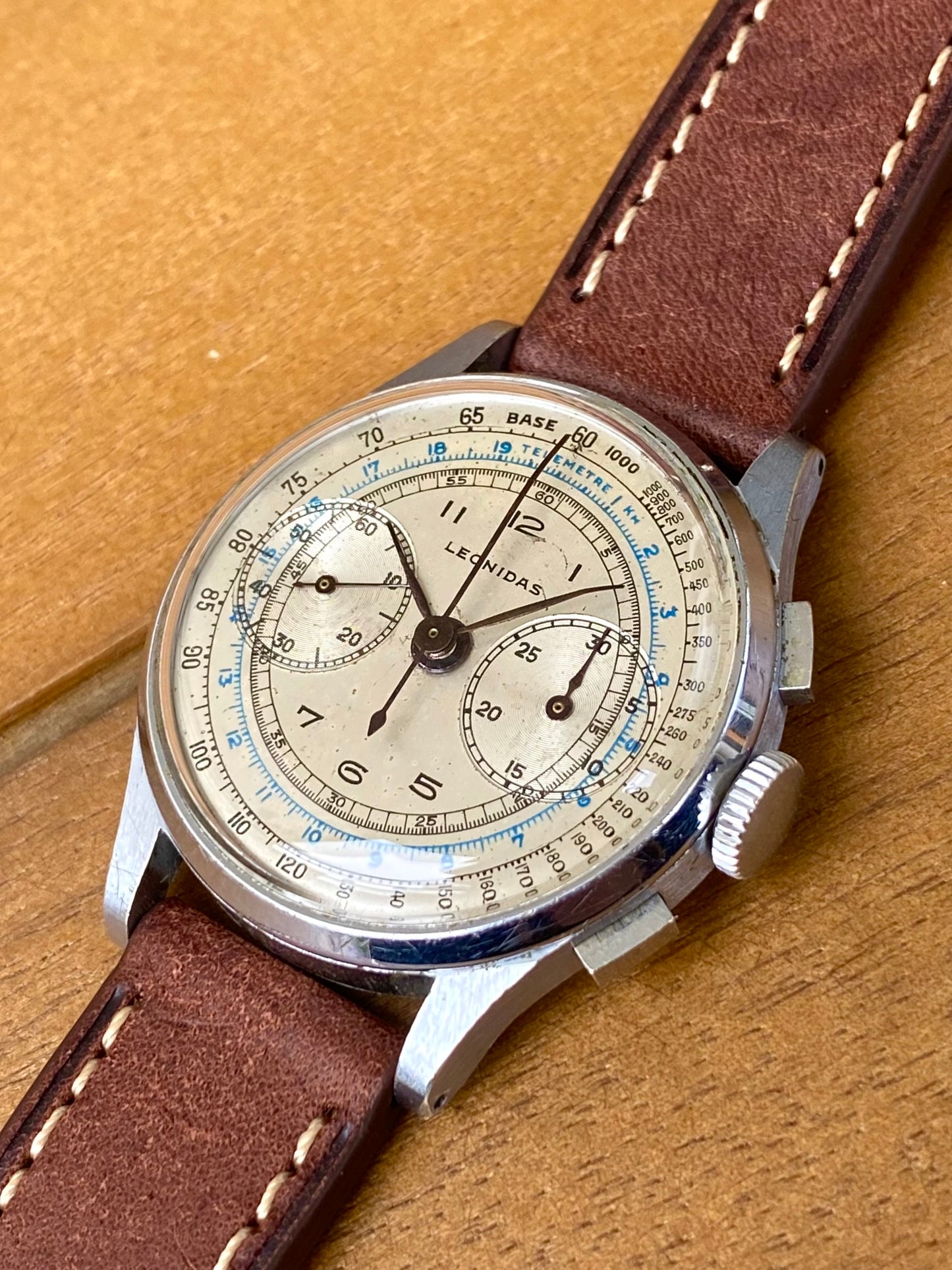 LEONIDAS Chronographe Pré Heuer Montre Vintage Mécanique Landeron 48 - 1950