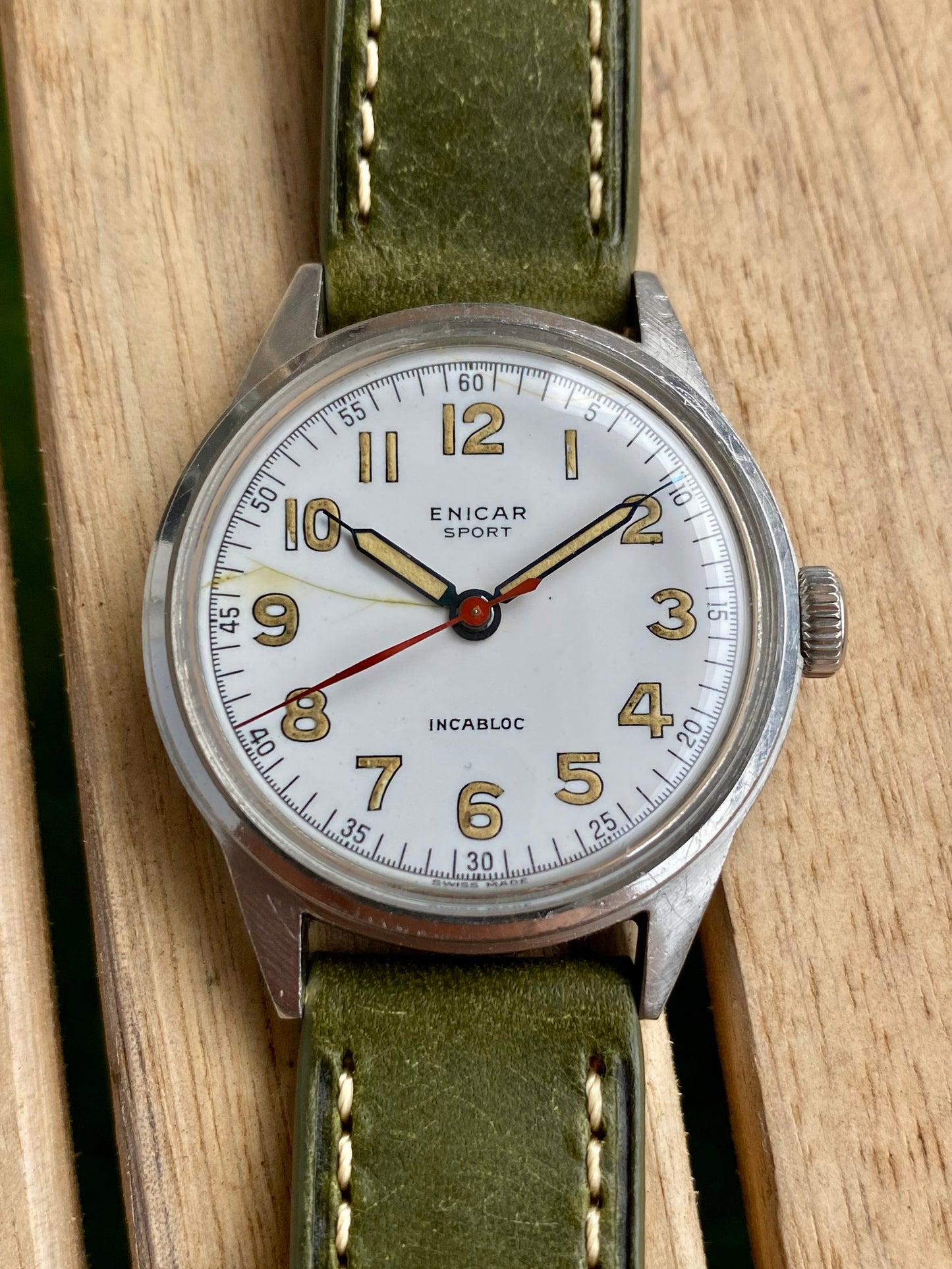 Enicar Sport Militaire Cadran Émail Montre Vintage AS1188 Mécanique 1940